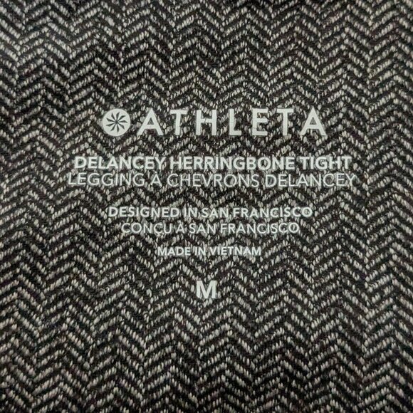 Athleta Delancey Herringbone Tight Leggings Women's Medium Gray Black A Chevrons - Picture 7 of 16